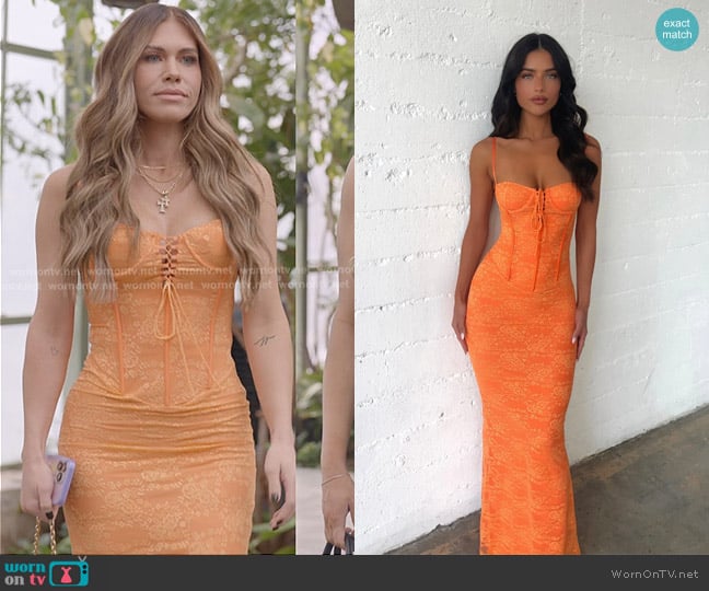 Outcast Ashby Maxi Dress in Orange worn by Jessi Ngatikaura on The Secret Lives of Mormon Wives