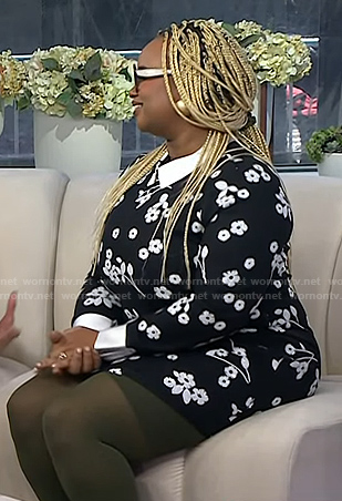 Oyinkan Braithwaite's black floral collared dress on Today
