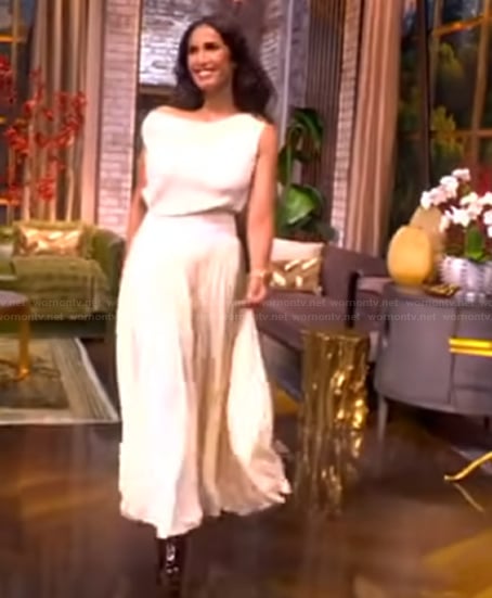 Padma Lakshmi’s white off shoulder dress on The View
