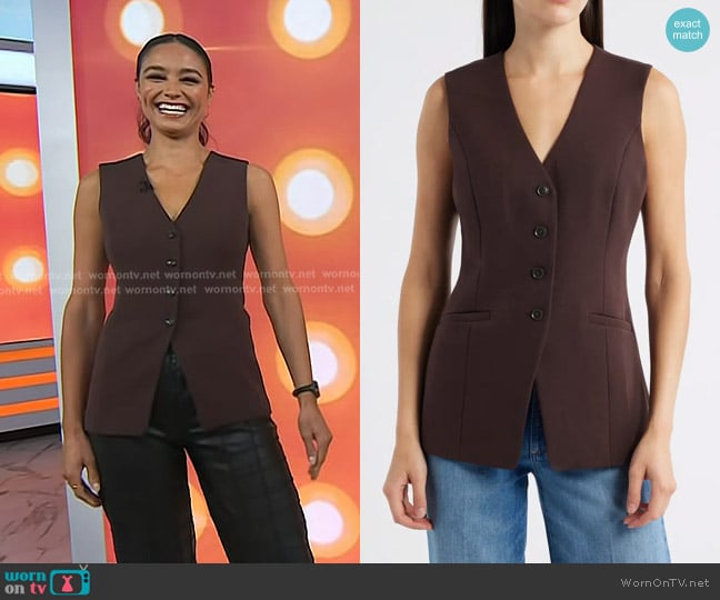 Paige Campanelli Vest in Java worn by Rachel Smith on Today