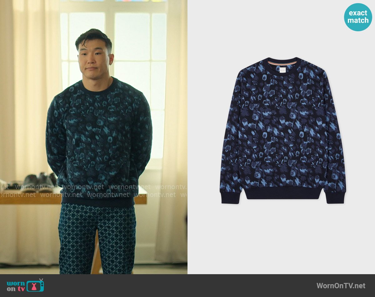 Paul Smith Cotton And Wool-Blend Leopard Jacquard Sweatshirt worn by Nicholas (Joel Kim Booster) on Loot