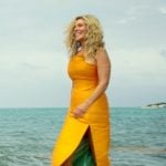 Peggy’s orange one shoulder dress on The Golden Bachelor