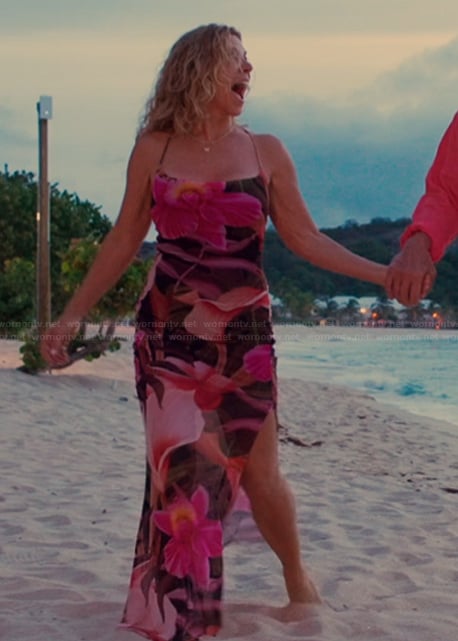 Peg's floral print maxi dress on The Golden Bachelor