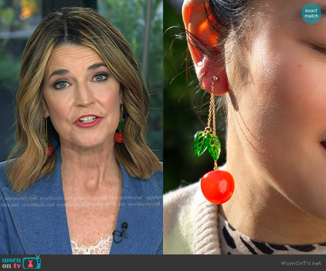 Peter + June Cherry Bomb Layered Earrings worn by Savannah Guthrie on Today