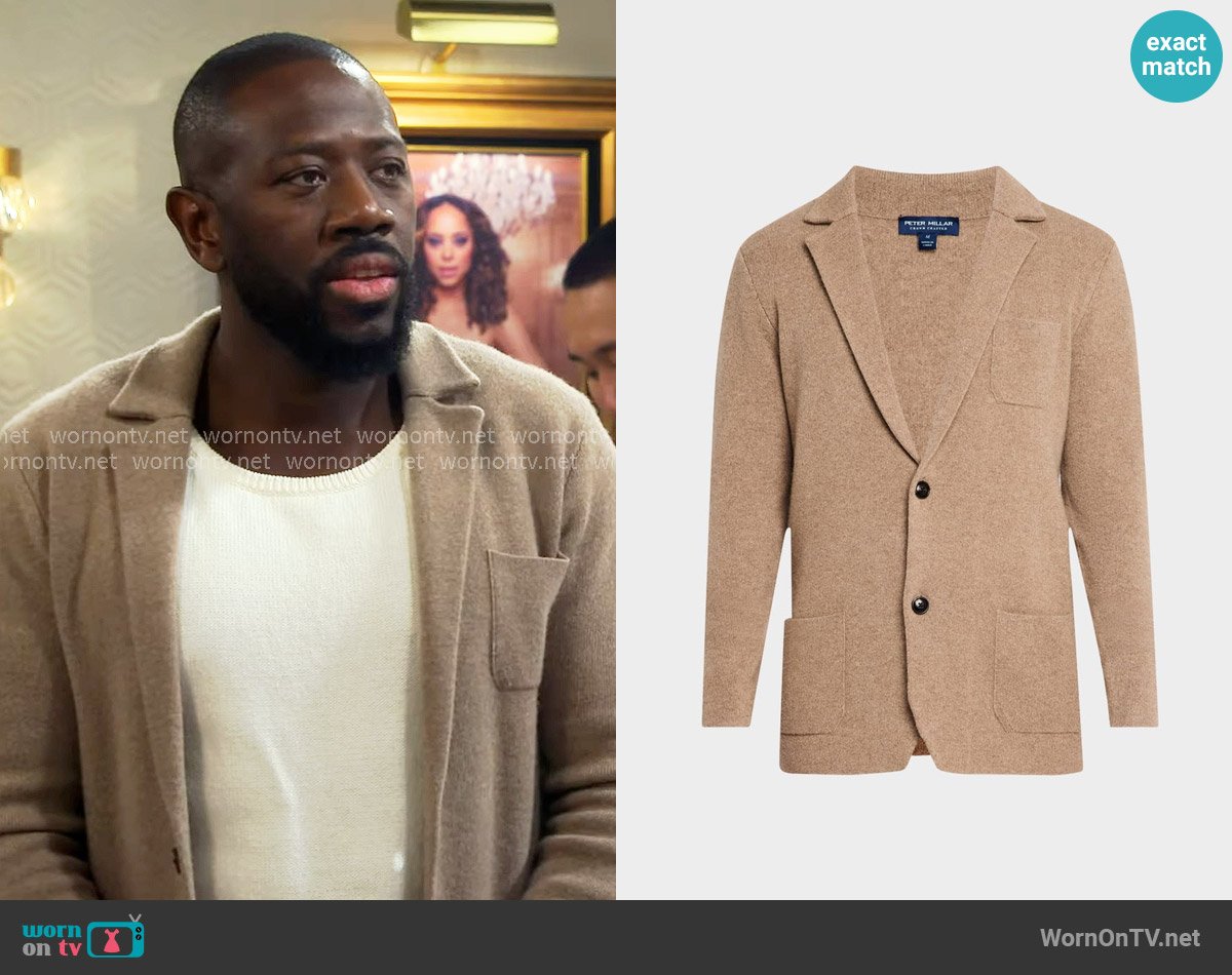 Peter Millar Rooney Wool and Cashmere Sweater Blazer worn by Malcom (Sheaun McKinney) on The Neighborhood