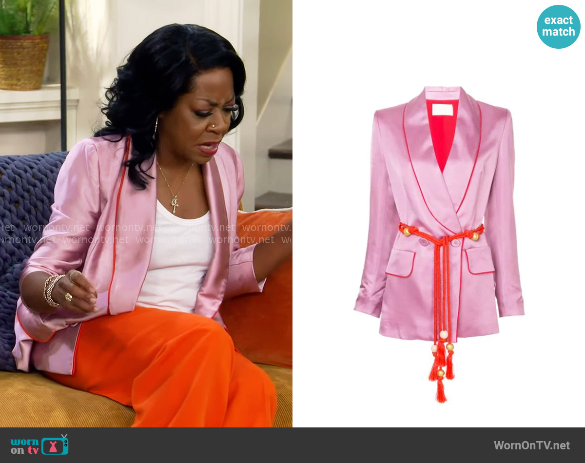 Peter Pilotto Belted Fitted Jacket worn by Tina Butler (Tichina Arnold) on The Neighborhood