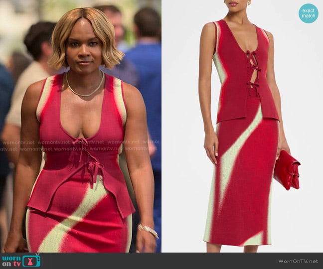 PH5 Nova Tie-Front Vest and Sophie Skirt worn by Sally Braswell (Nefetari Spencer) on Reasonable Doubt