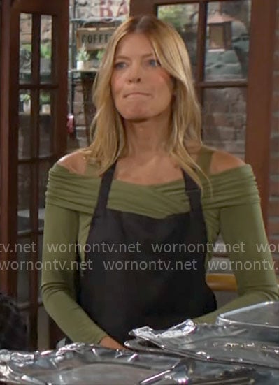 Phyllis’s green cross front top on The Young and the Restless