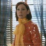 Elsbeth’s pink sequin cardigan on Elsbeth