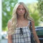 Miranda’s blue plaid mini dress on The Secret Lives of Mormon Wives