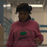 Erica’s pink print sweatshirt and purple sneakers on Stranger Things