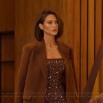 Polly’s brown embellished dress on Selling the OC