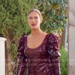 Polly's burgundy sequin mini dress with puff sleeves on Selling the OC