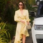 Polly’s yellow satin wrap dress on Selling the OC