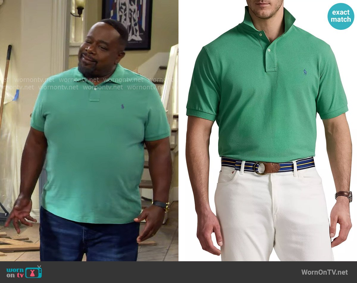 Polo Ralph Lauren Mesh Polo Shirt in Art Green worn by Calvin (Cedric The Entertainer) on The Neighborhood