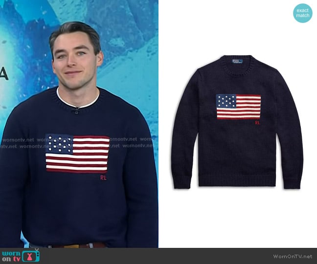 Milan Cortina’s navy flag sweater on Today