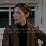 Poppy’s olive suede draped front jacket on The Bold and the Beautiful