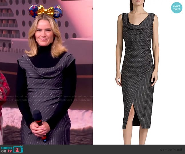 Prabal Gurung Pinstripe Ruched Sheath Dress worn by Sara Haines on The View