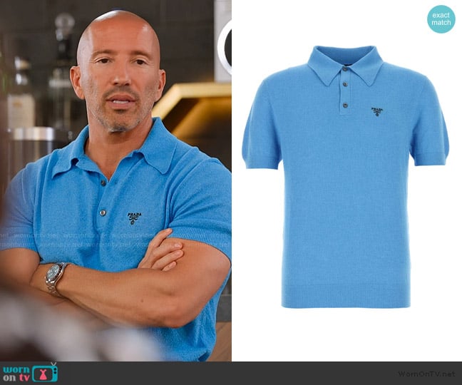 Prada Turquoise Cotton Polo Shirt worn by (Jason Oppenheim) on Selling the OC