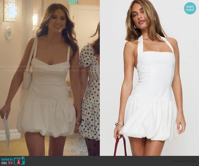 Princess Polly Gigli Bubble Hem Mini Dress White worn by Demi Engemann on The Secret Lives of Mormon Wives