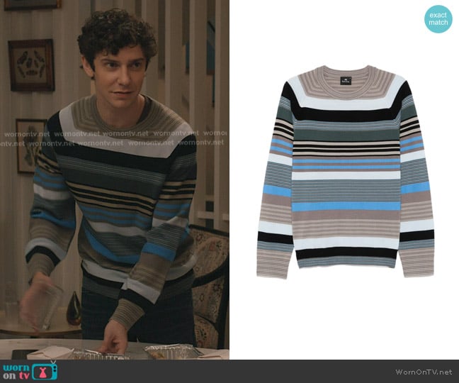 PS Paul Smith Striped Wool Sweater worn by Teddy Tascioni (Ben Levi Ross) on Elsbeth