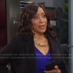 Pauline’s blue ruffle front dress on Days of our Lives