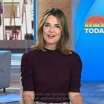 Savannah’s burgundy puff sleeve sweater and floral pants on Today