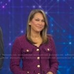 Ginger’s purple houndstooth tweed dress on Good Morning America