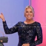 Rachel’s navy sequin mini dress on The Price is Right