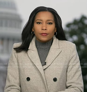 Rachel's grey herringbone coat on Good Morning America