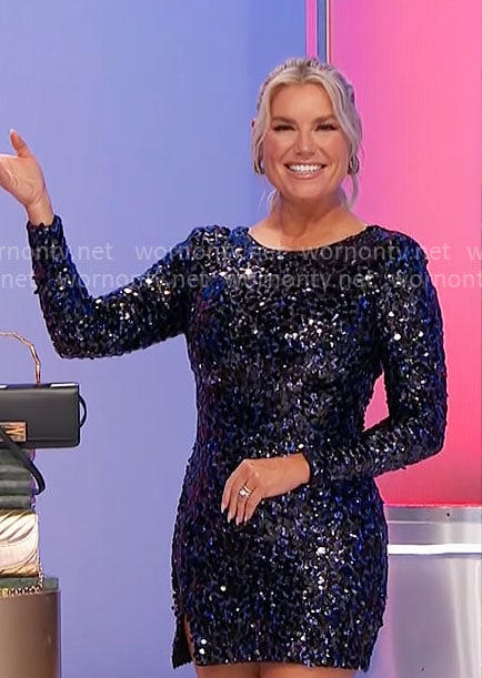 Rachel's navy sequin mini dress on The Price is Right