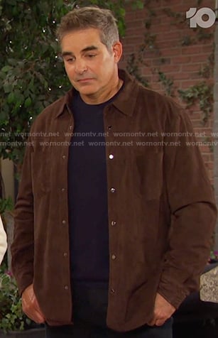 Rafe’s brown suede shirt jacket on Days of our Lives