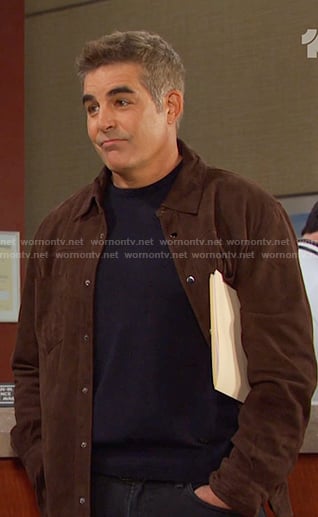 Rafe’s brown suede shirt jacket on Days of our Lives