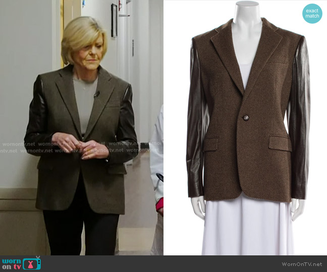 Ralph Lauren Black Label Nathaniel Leather-sleeve Wool Jacket worn by Anne Thompson on Today