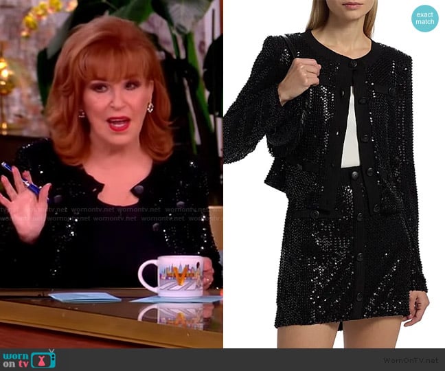 Joy’s black sequin jacket on The View Joy’s black sequin jacket on The View