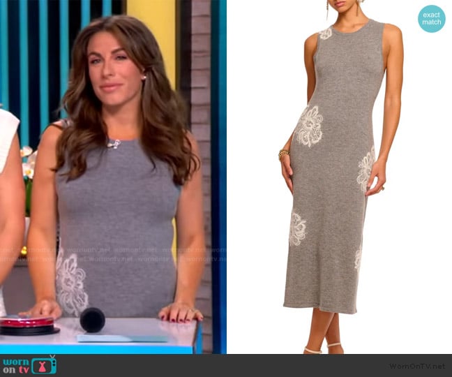 Alyssa’s gray lace sleeveless dress on The View Alyssa’s gray lace sleeveless dress on The View