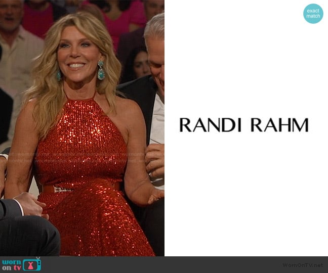 Randi Rahm Viv Gown in Burnt Orange worn by Peg Munson on The Golden Bachelor