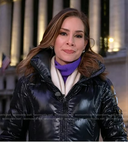 Rebecca's black puffer coat on Good Morning America