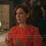 Elsbeth’s red floral applique dress on Elsbeth