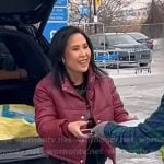 Vicky’s red leather puffer jacket on Today