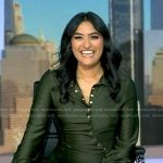 Reena’s green asymmetric button shirtdress on Good Morning America