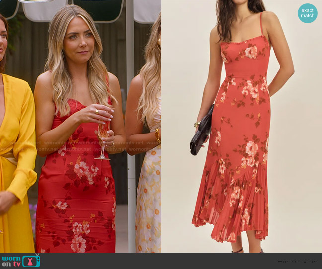 Reformation Aiko Floral Pleated Hem Bustier Slipdress worn by (Tiffany) on Selling the OC