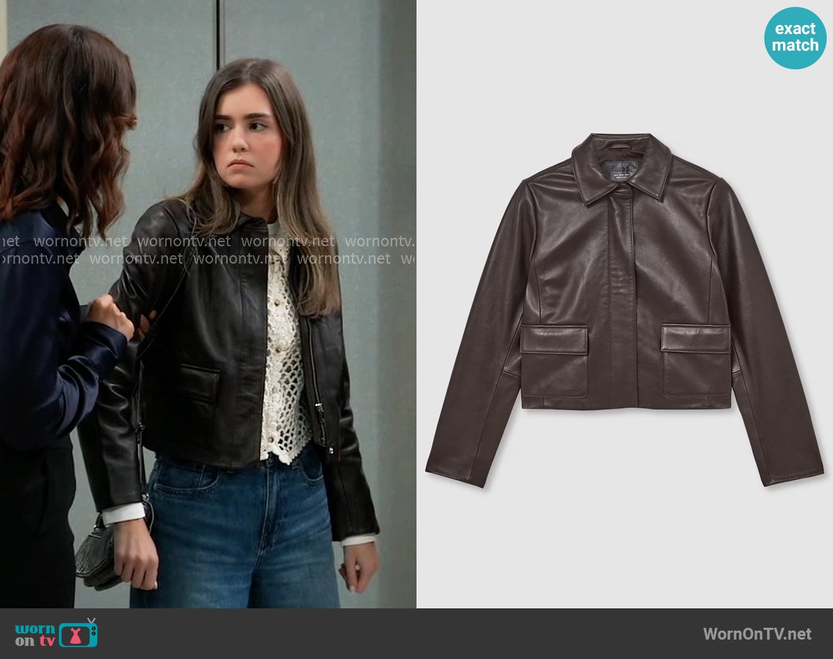 Reiss Drew Jacket in Chocolate Brown worn by Emma Scorpio-Drake (Braedyn Bruner) on General Hospital
