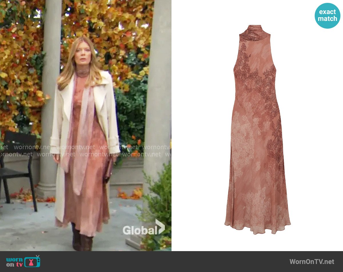 Reiss Lacey Printed Scarf Dress worn by Phyllis Summers (Michelle Stafford) on The Young and the Restless