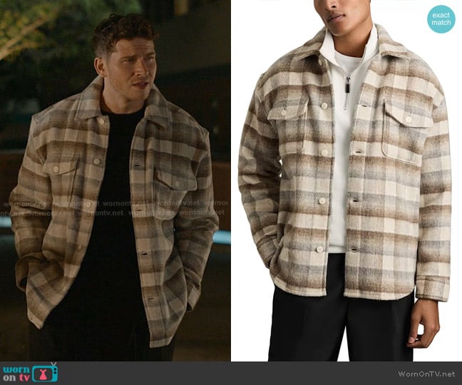 Reiss Mellish Brushed Check Overshirt worn by Evan Buckley (Oliver Stark) on 9-1-1