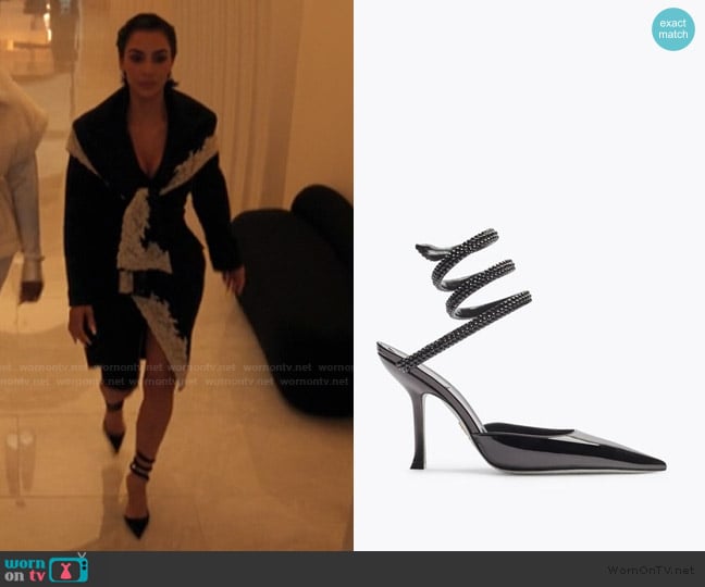 Rene Caovilla Cleo Black Pump with Crystals worn by Allura Grant (Kim Kardashian) on Alls Fair