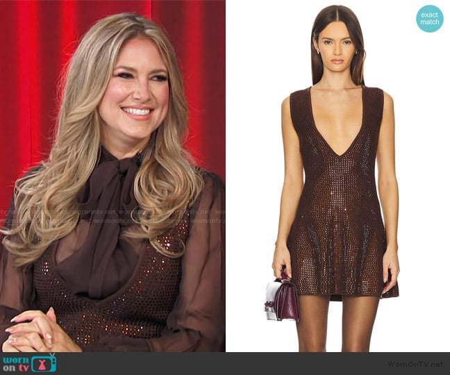 Nikki Novak’s brown sequin dress on Access Hollywood Nikki Novak’s brown sequin dress on Access Hollywood