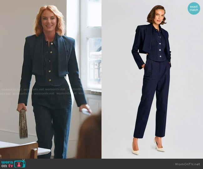 Retrofete Noa Denim Top worn by Whitney Rose on The Real Housewives of Salt Lake City