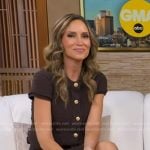 Rhiannon’s brown short sleeve cardigan and skirt on Good Morning America