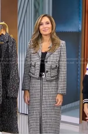 Rhiannon’s houndstooth jacket and pencil skirt on Good Morning America